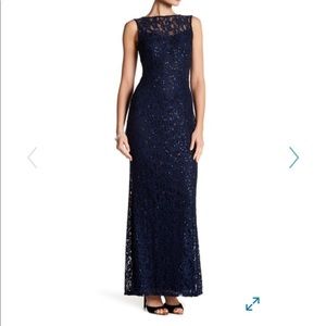 Floor length sequins lace dress